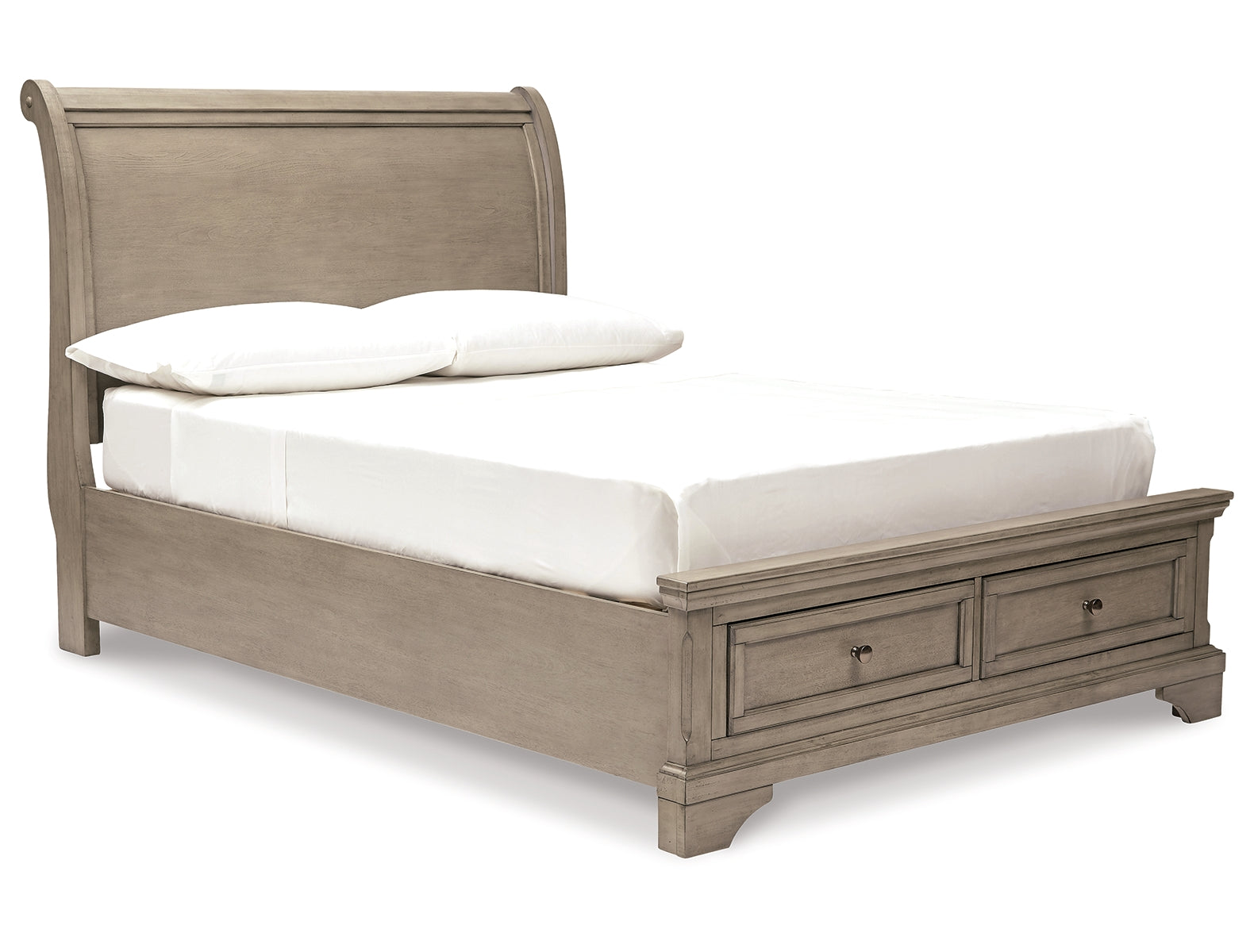 Lettner Full Sleigh Bed with Mirrored Dresser and 2 Nightstands
