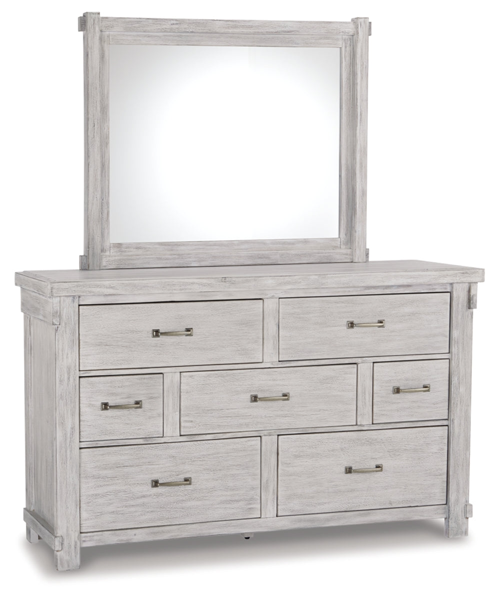 Brashland King Panel Bed with Mirrored Dresser, Chest and 2 Nightstands