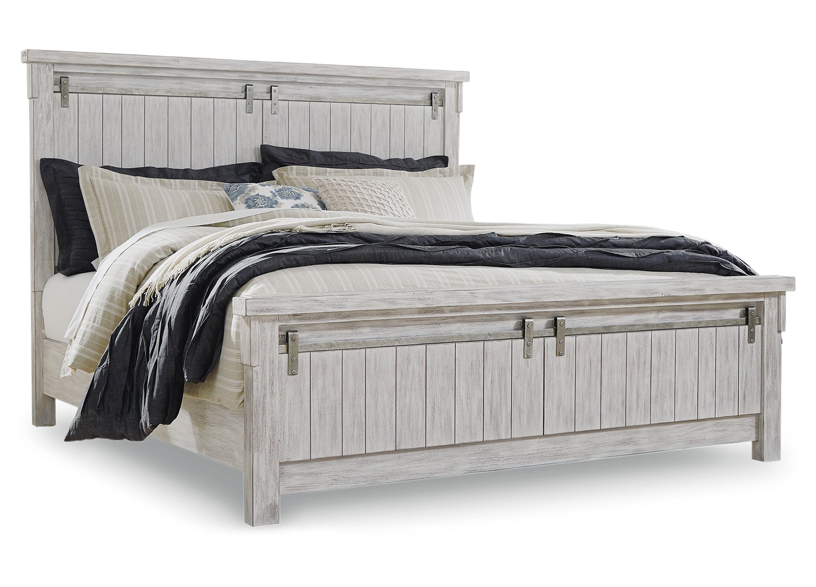 Brashland Queen Panel Bed with Mirrored Dresser, Chest and Nightstand