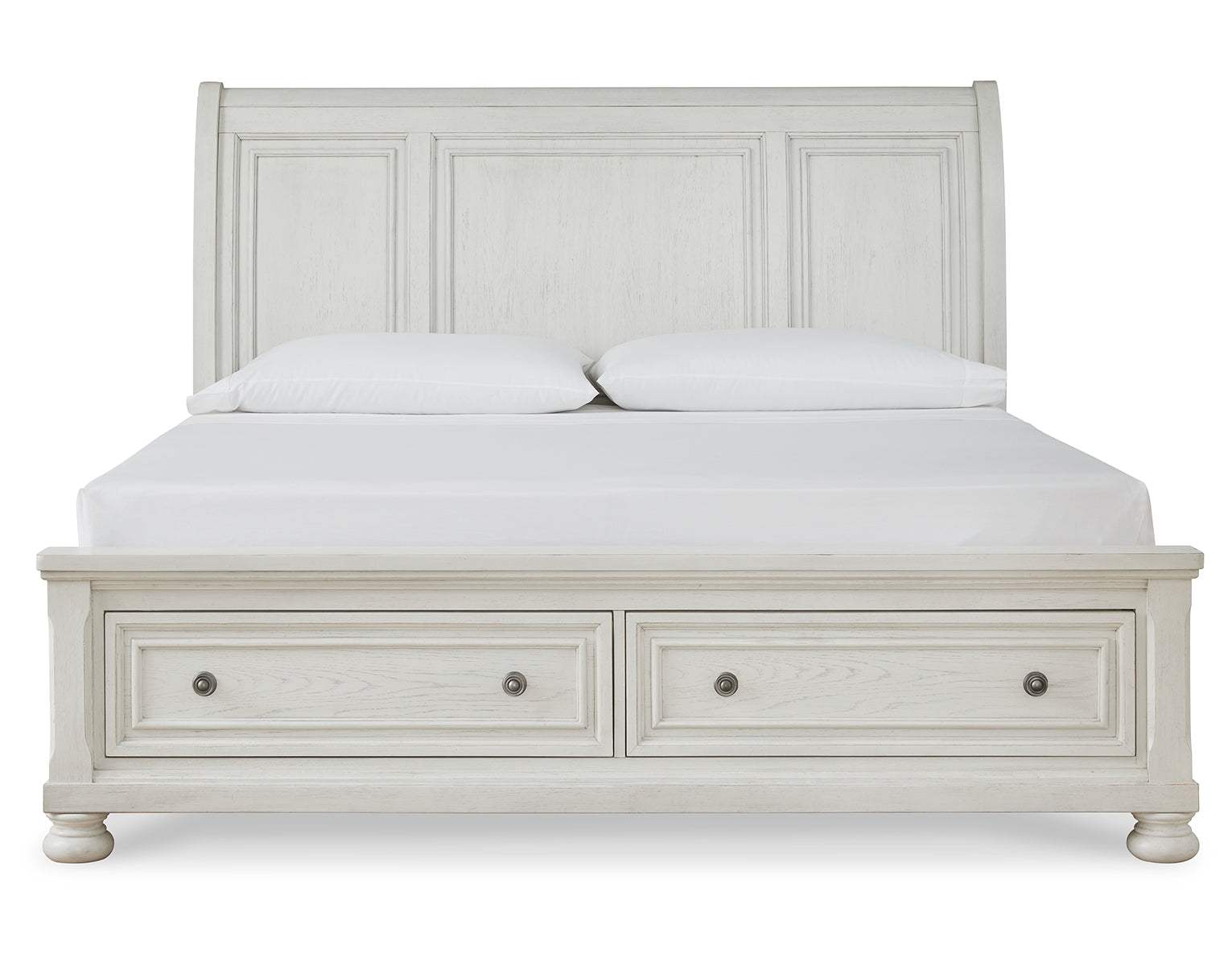 Robbinsdale Queen Sleigh Bed with Storage with Mirrored Dresser, Chest and 2 Nightstands