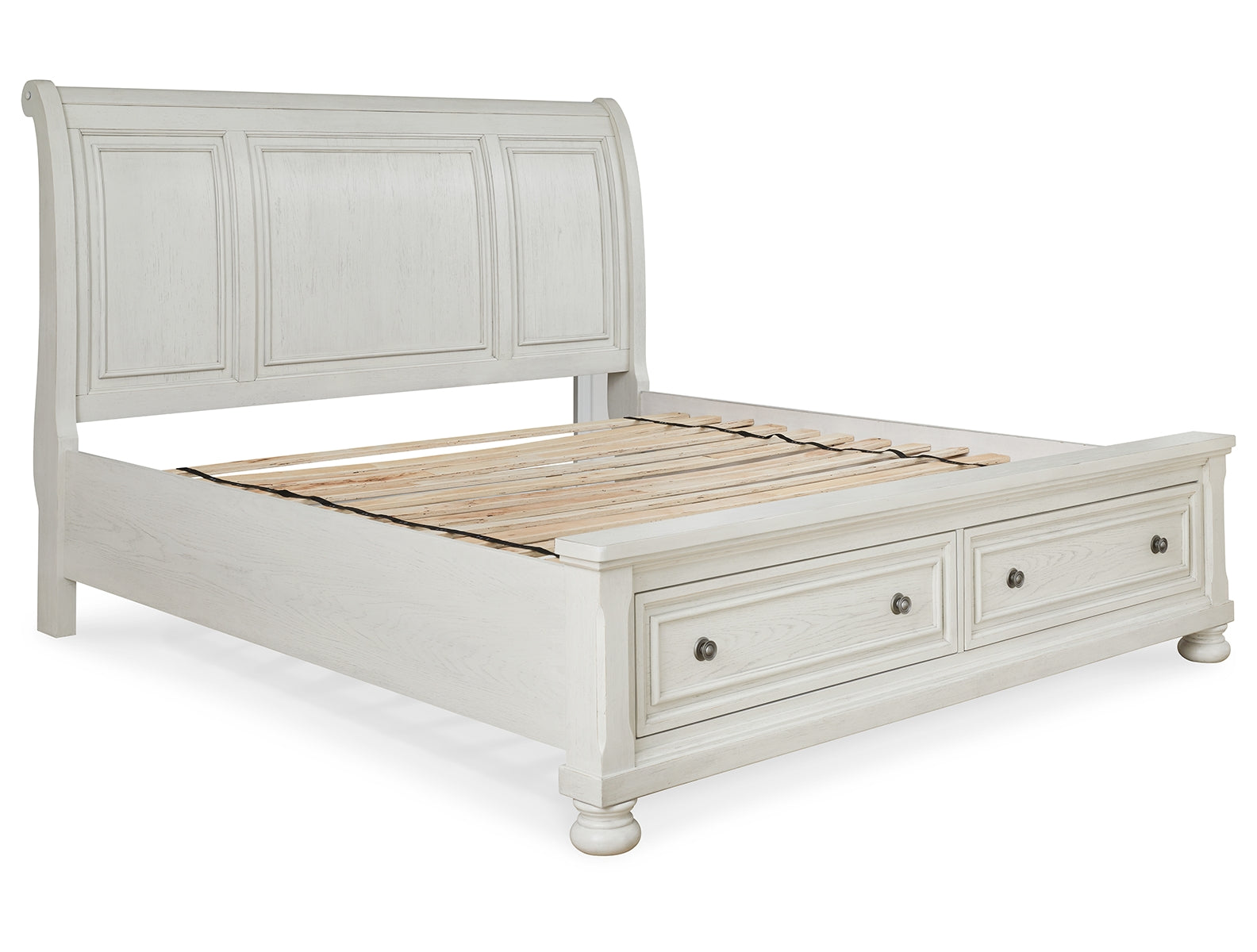 Robbinsdale Queen Sleigh Bed with Storage with Mirrored Dresser