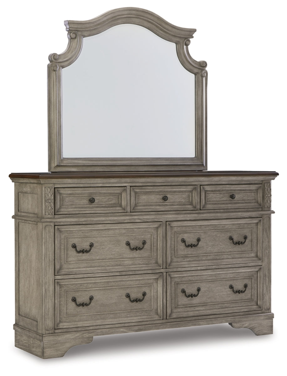 Lodenbay Queen Panel Bed with Mirrored Dresser and 2 Nightstands