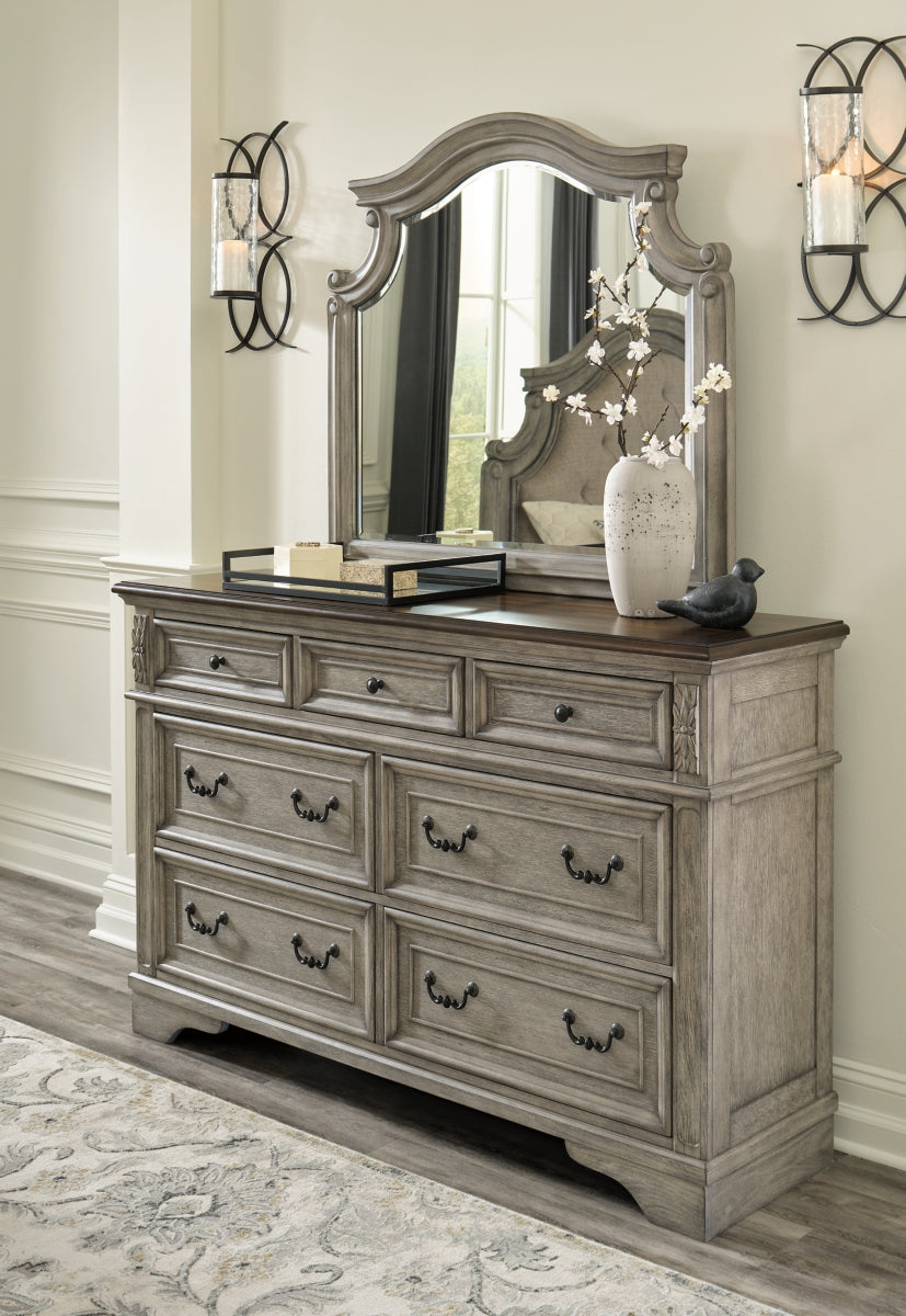 Lodenbay King Panel Bed with Mirrored Dresser, Chest and 2 Nightstands