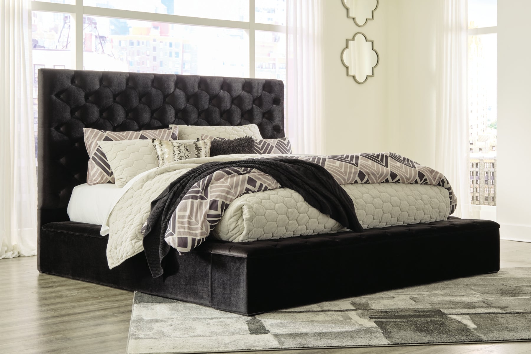 Lindenfield King Upholstered Bed with Storage with Dresser