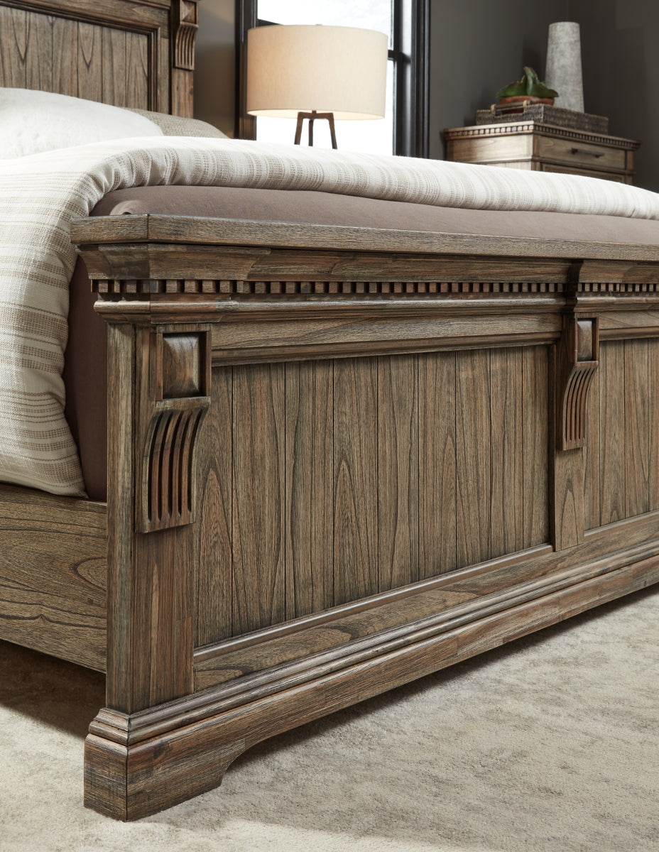 Markenburg King Panel Bed with Mirrored Dresser and 2 Nightstands