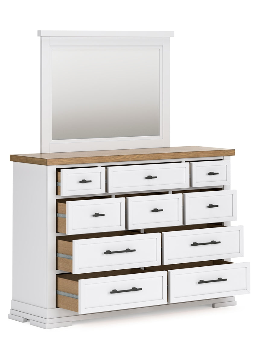 Ashbryn King Panel Storage Bed with Mirrored Dresser, Chest and Nightstand
