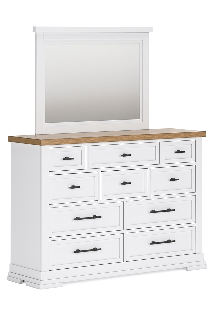 Ashbryn King Panel Storage Bed with Mirrored Dresser, Chest and 2 Nightstands