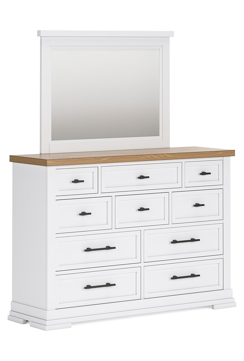 Ashbryn Queen Panel Storage Bed with Mirrored Dresser