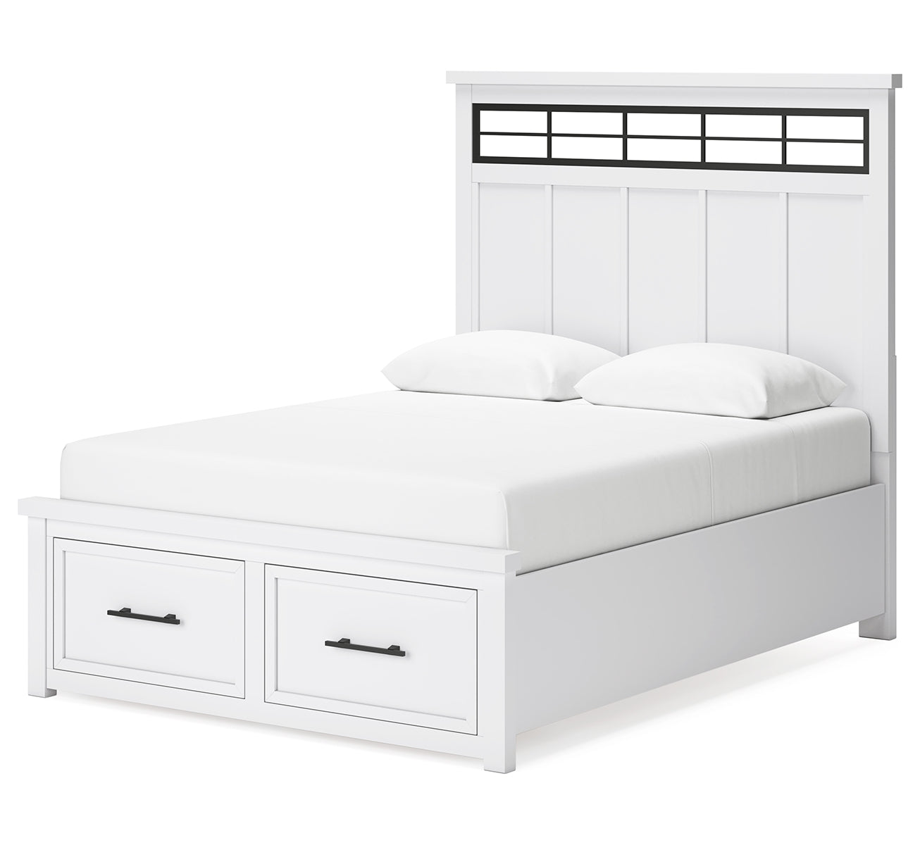 Ashbryn Queen Panel Storage Bed with Mirrored Dresser