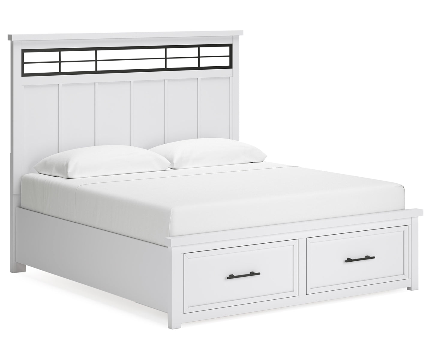 Ashbryn King Panel Storage Bed with Mirrored Dresser and 2 Nightstands