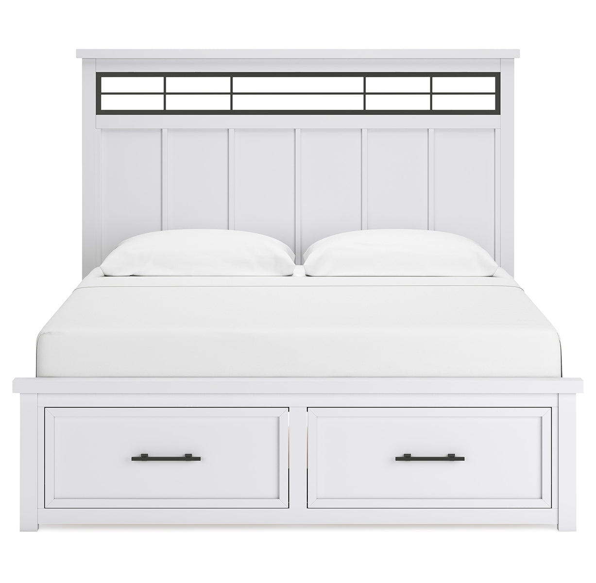 Ashbryn King Panel Storage Bed with Mirrored Dresser, Chest and 2 Nightstands