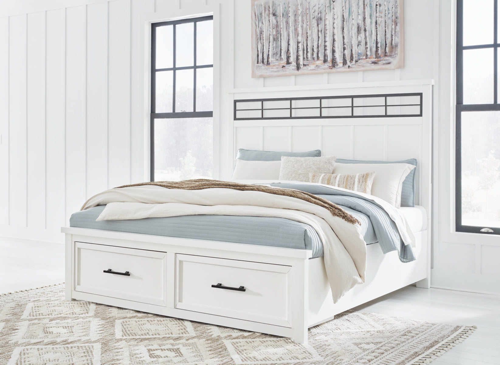 Ashbryn King Panel Storage Bed with 2 Nightstands