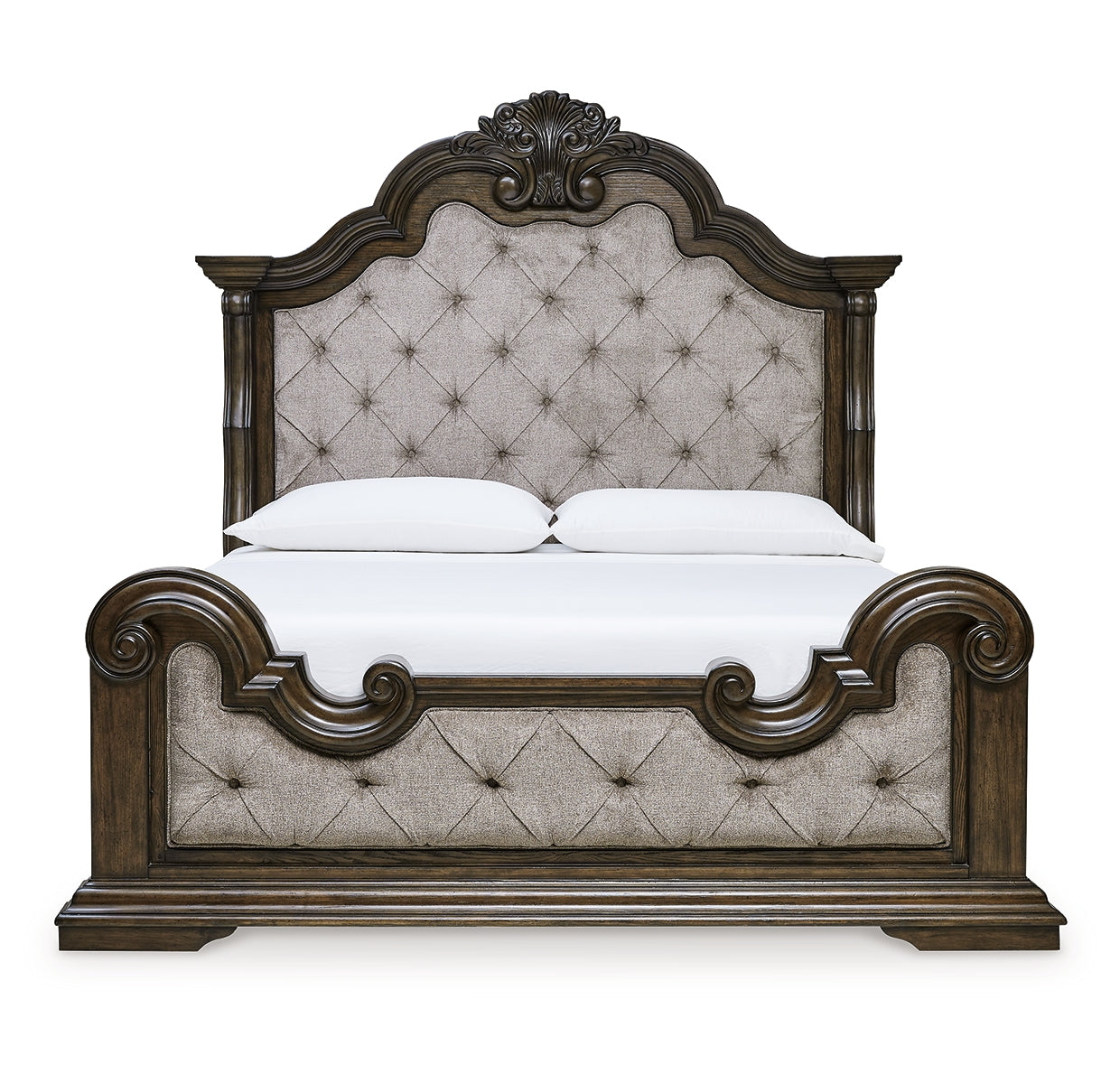Maylee King Upholstered Bed with Mirrored Dresser