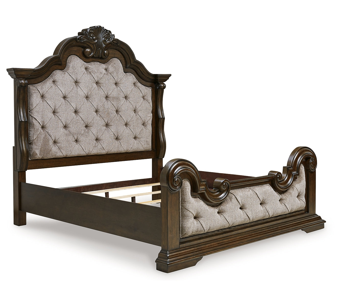 Maylee King Upholstered Bed with Mirrored Dresser and 2 Nightstands