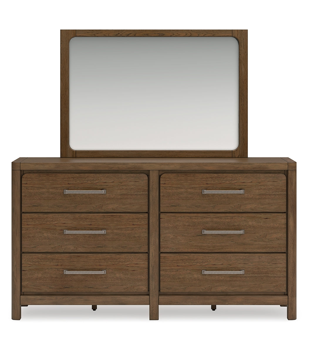 Cabalynn Queen Panel Bed with Storage with Mirrored Dresser, Chest and 2 Nightstands