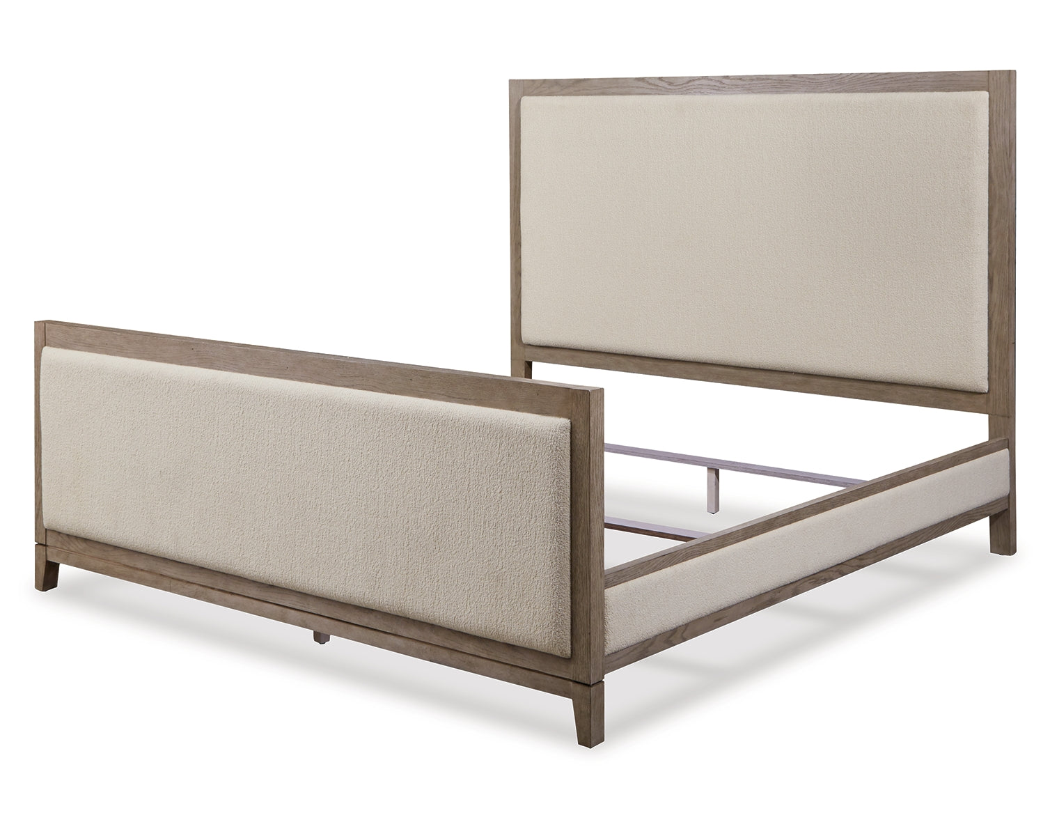 Chrestner Queen Upholstered Panel Bed with Mirrored Dresser and 2 Nightstands