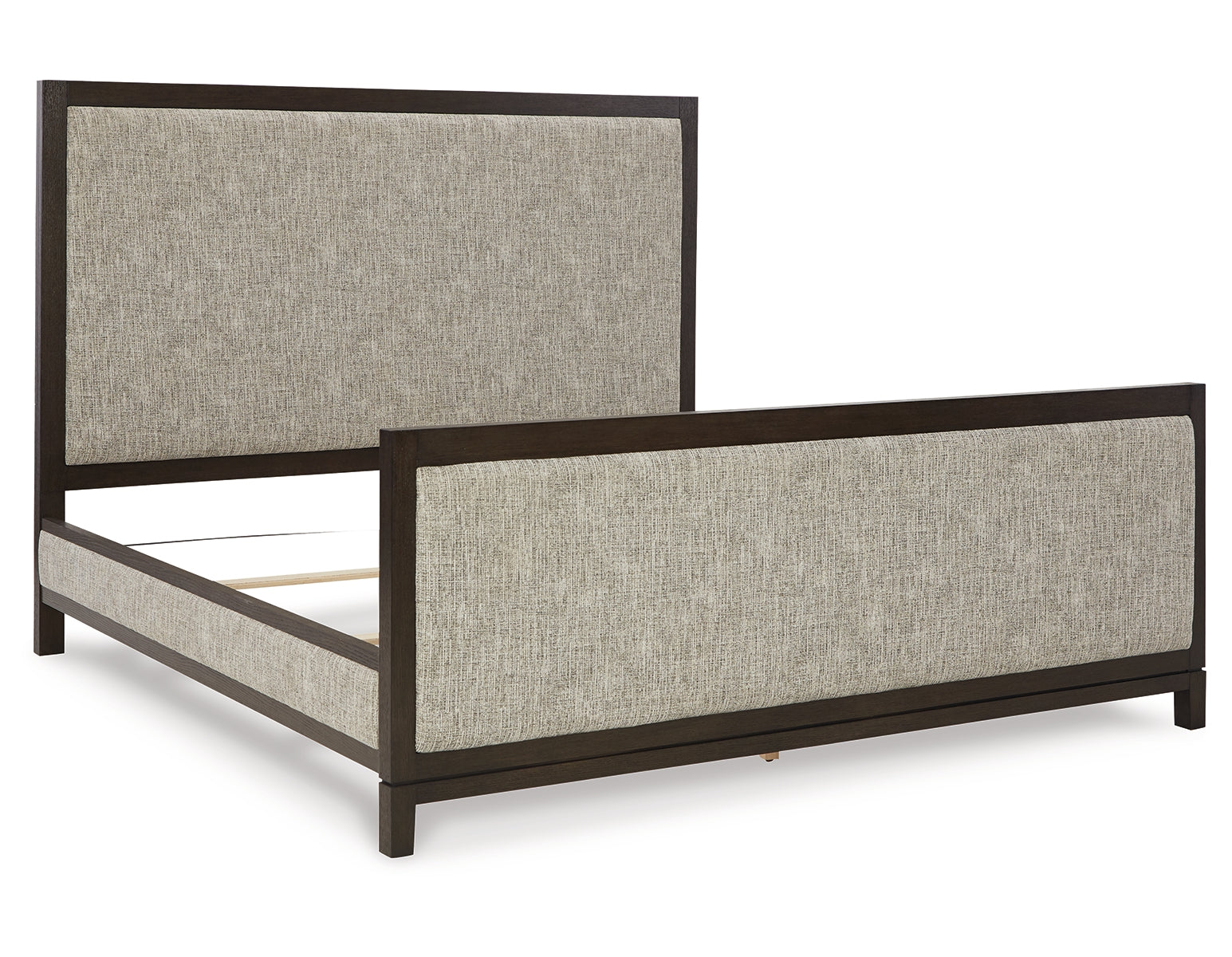Burkhaus Queen Upholstered Bed with Mirrored Dresser and Chest