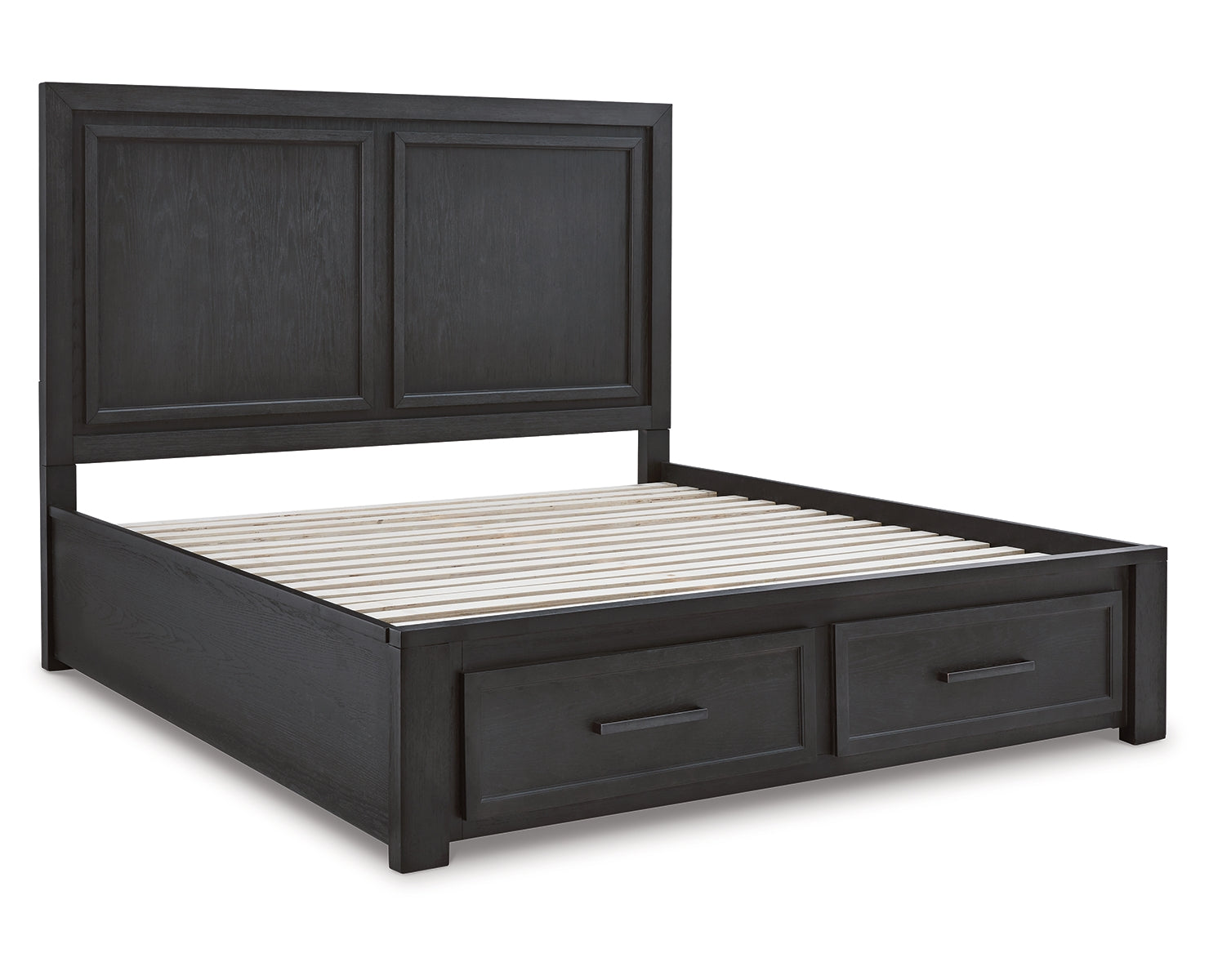 Foyland King Panel Storage Bed with Mirrored Dresser
