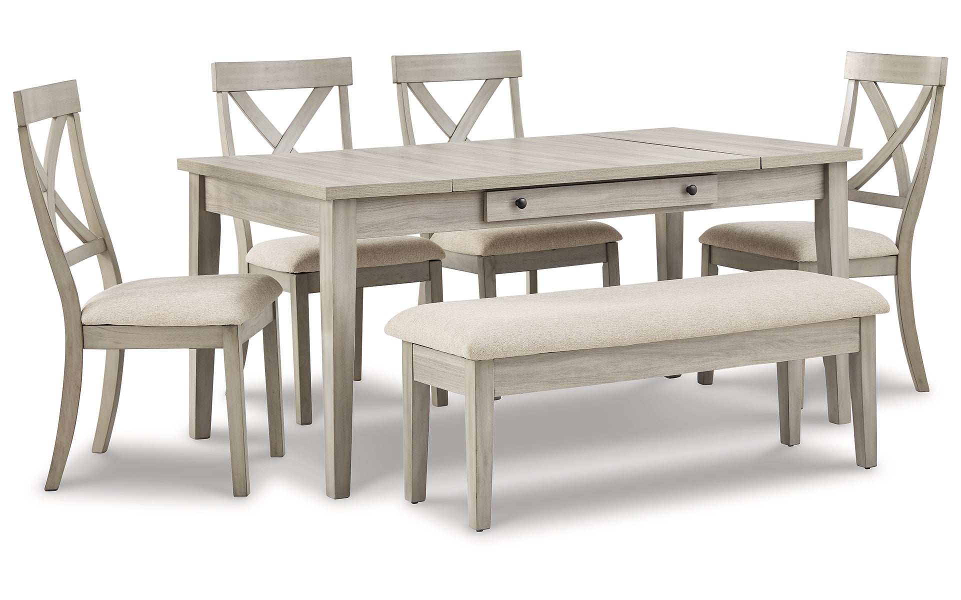Parellen Dining Table and 4 Chairs and Bench