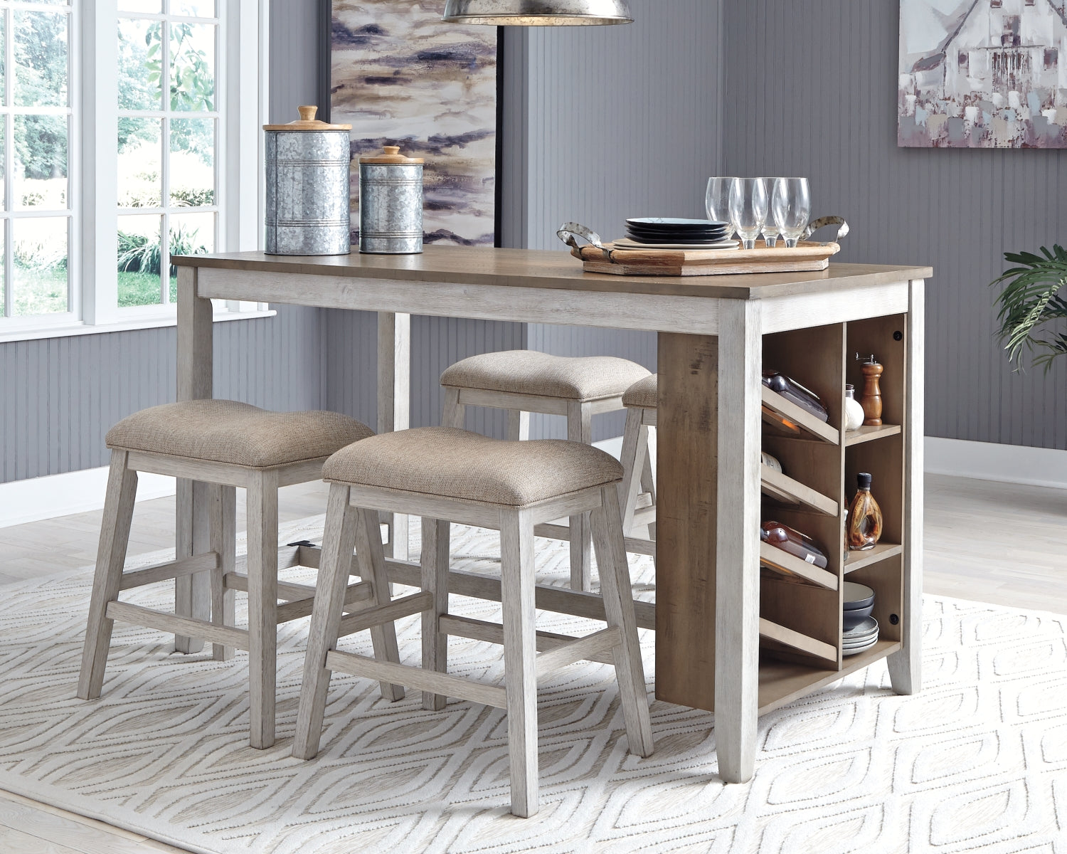 Skempton Counter Height Dining Table and 4 Barstools