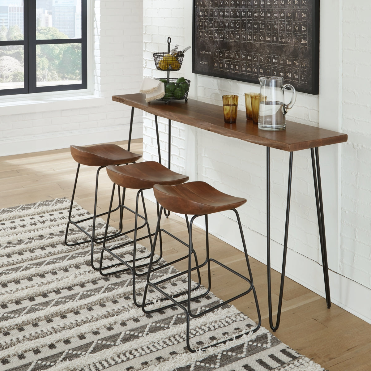 Wilinruck Counter Height Dining Table and 3 Barstools