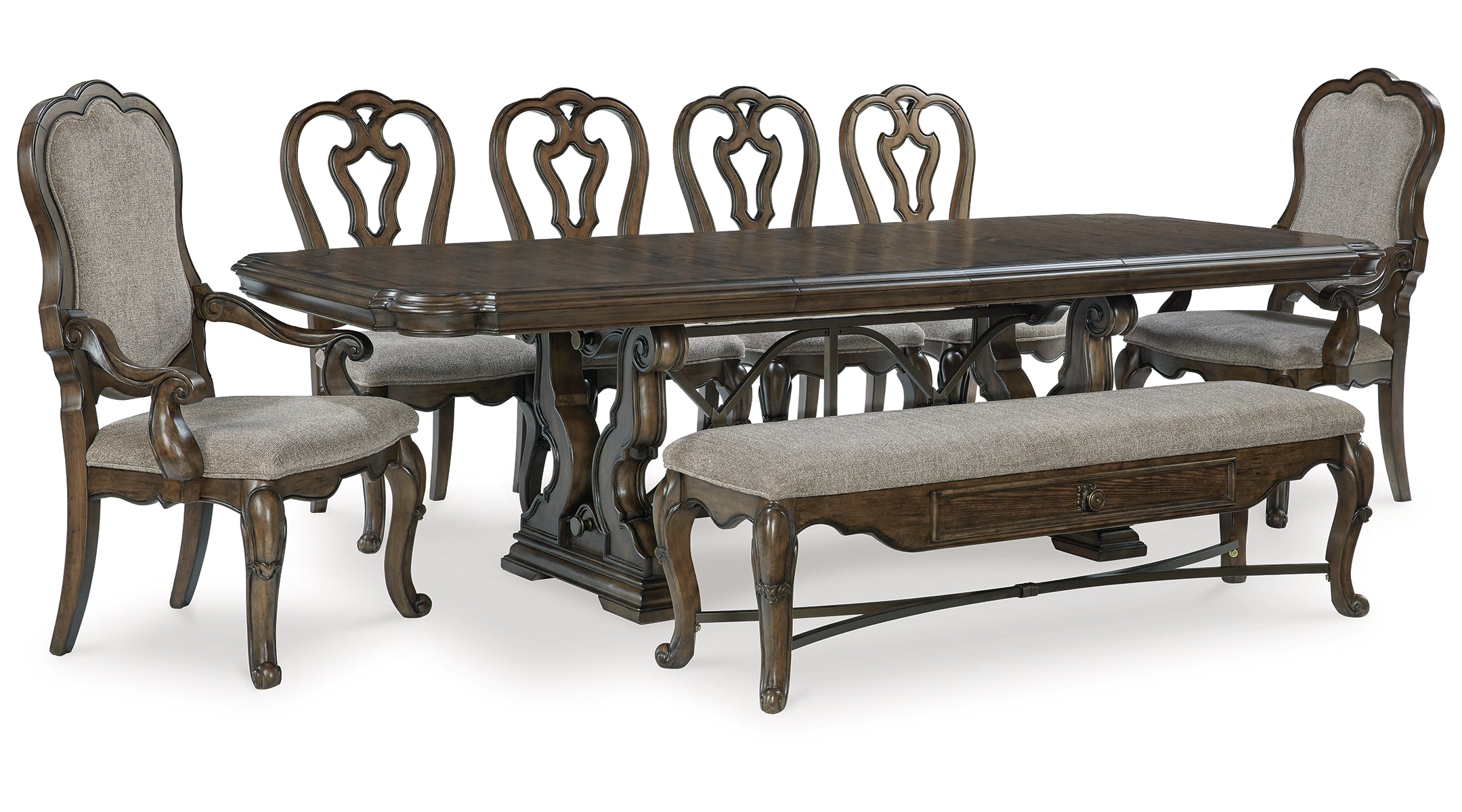 Maylee Dining Table and 6 Chairs and Bench
