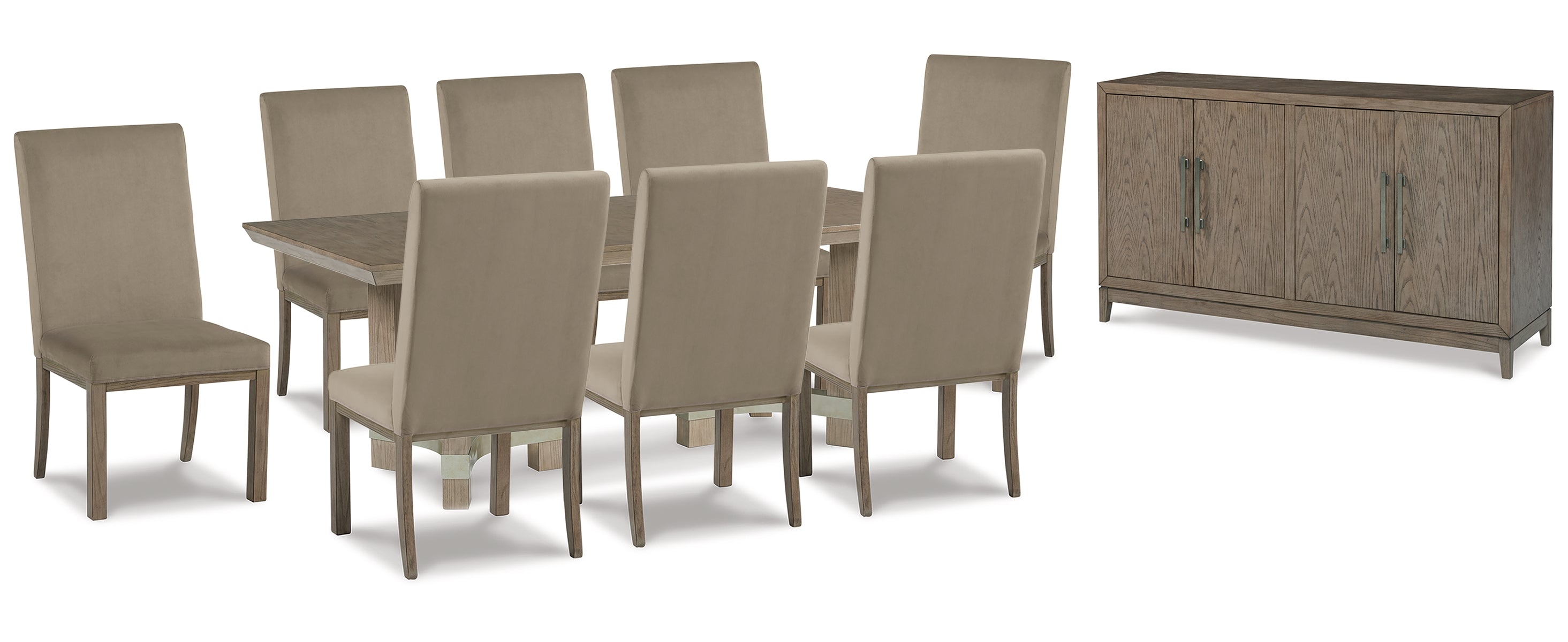 Chrestner Dining Table and 8 Chairs with Storage