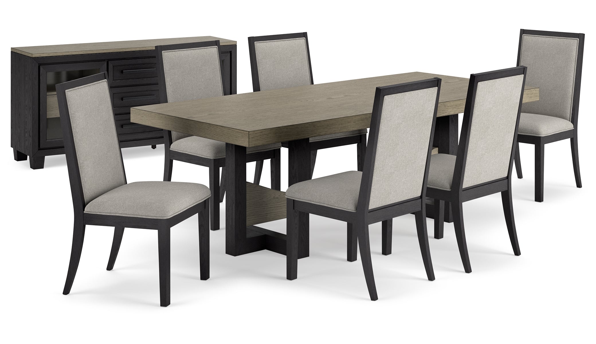 Foyland Dining Table and 6 Chairs with Storage