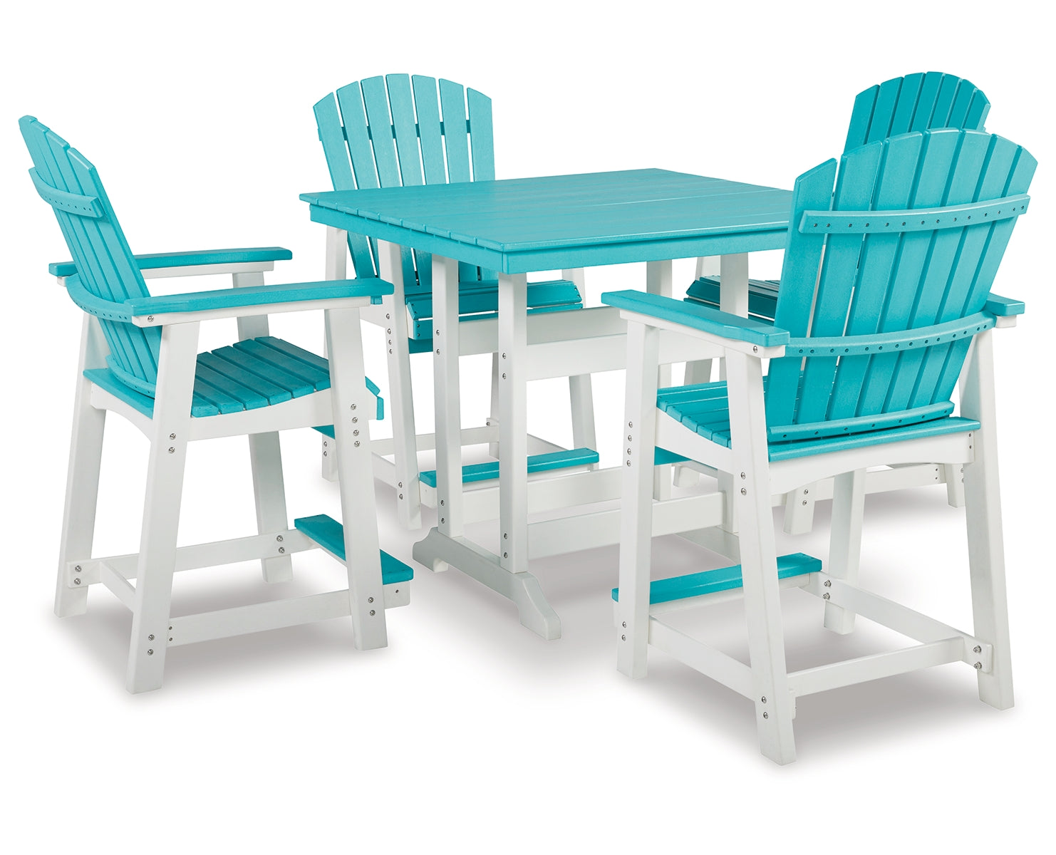 Eisely Outdoor Counter Height Dining Table and 4 Barstools