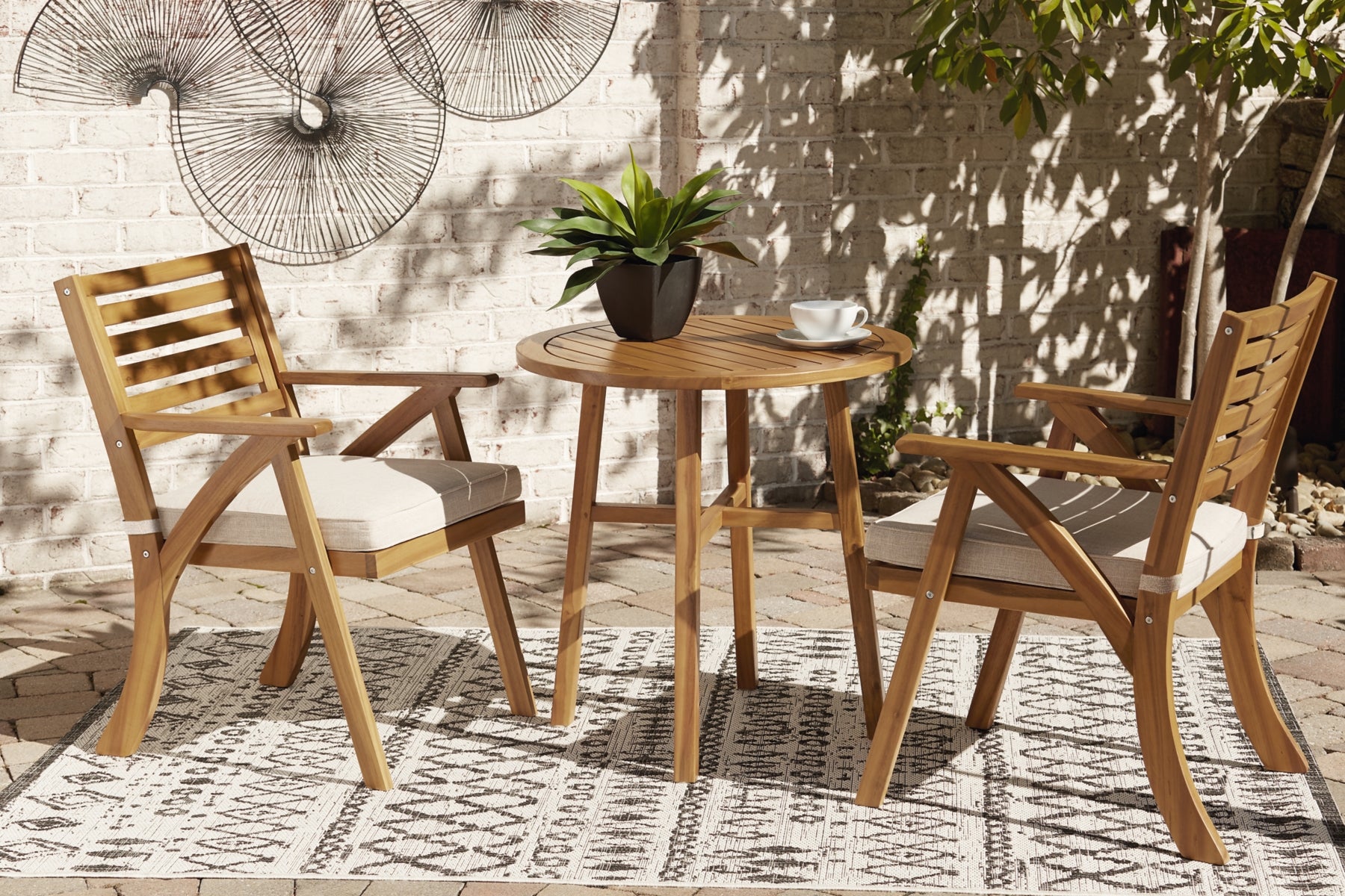 Vallerie Outdoor Chairs with Table Set (Set of 3)