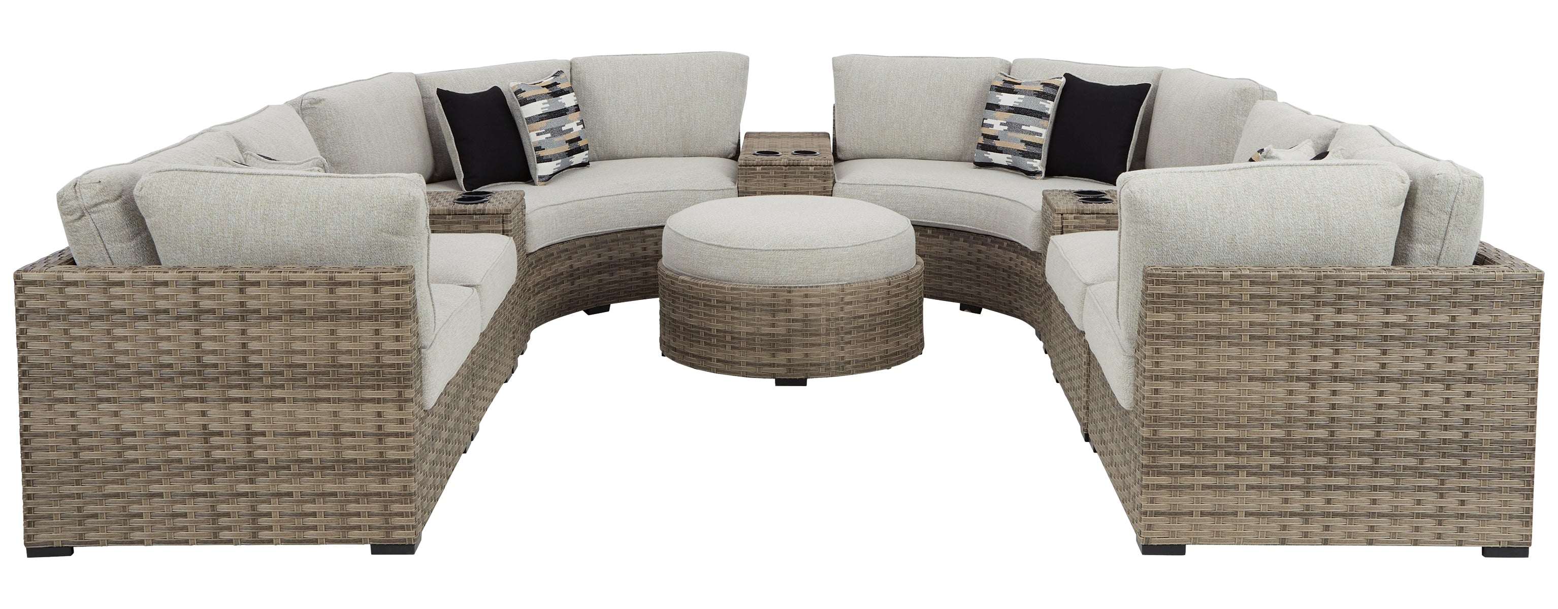 Calworth Outdoor 9-Piece Sectional with Ottoman