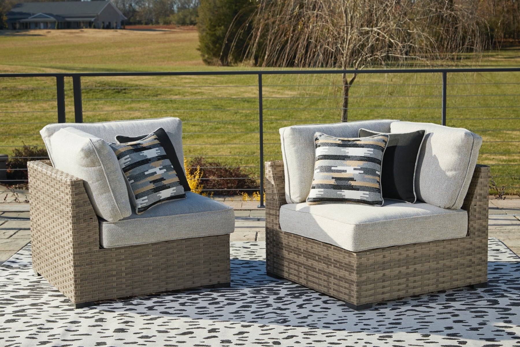 Calworth Outdoor Corner with Cushion (Set of 2)