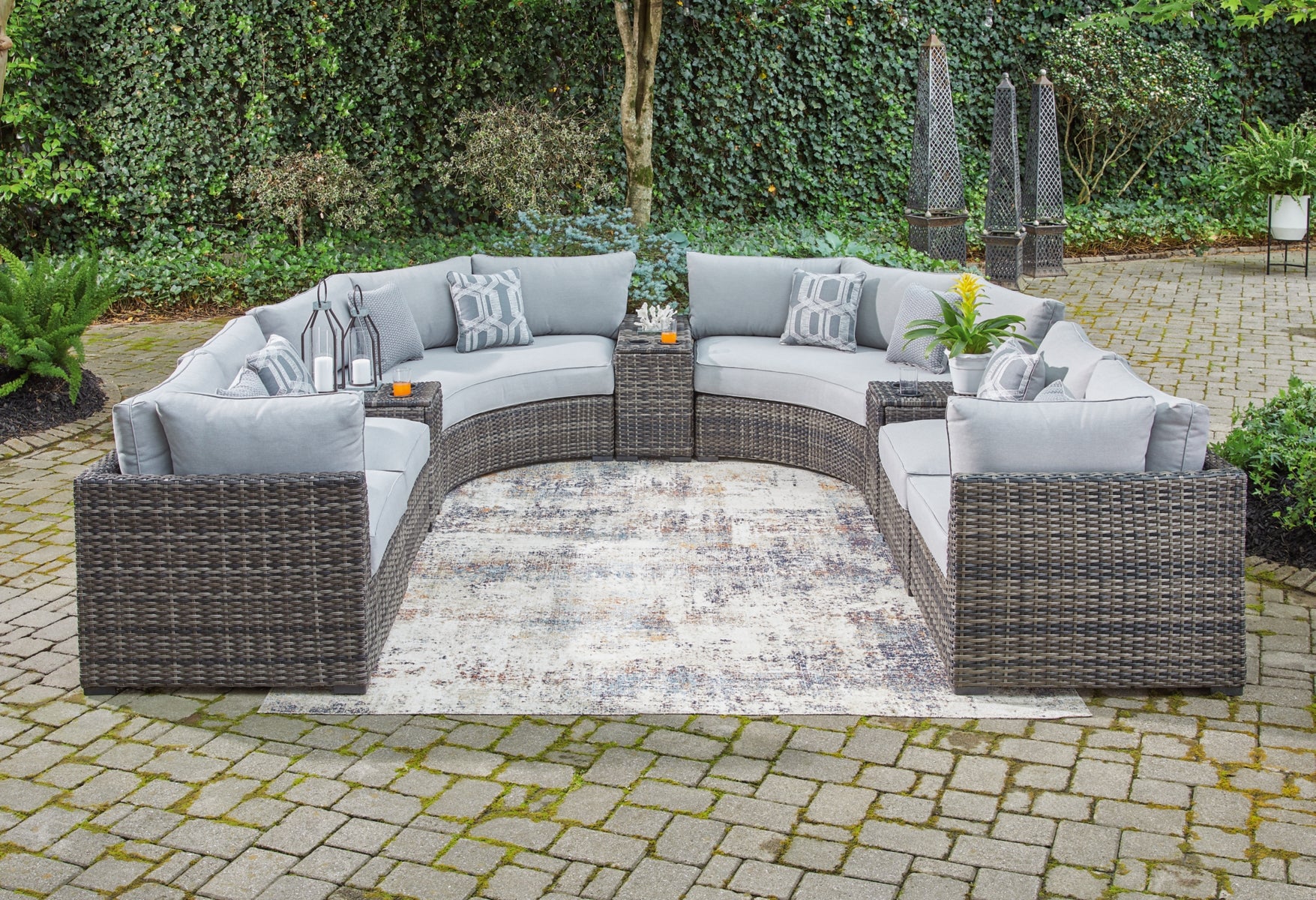 Harbor Court Outdoor 9-Piece Sectional with Ottoman