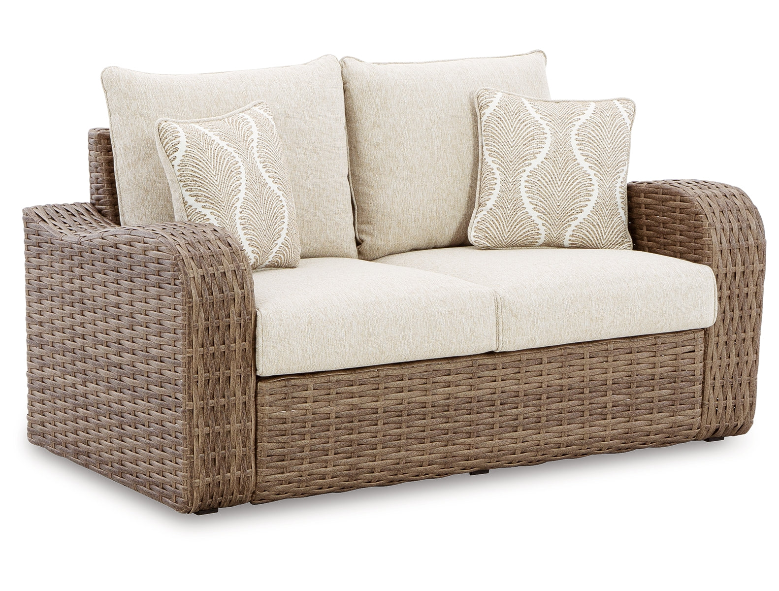 Malayah Outdoor Loveseat and 2 Lounge Chairs with Fire Pit Table