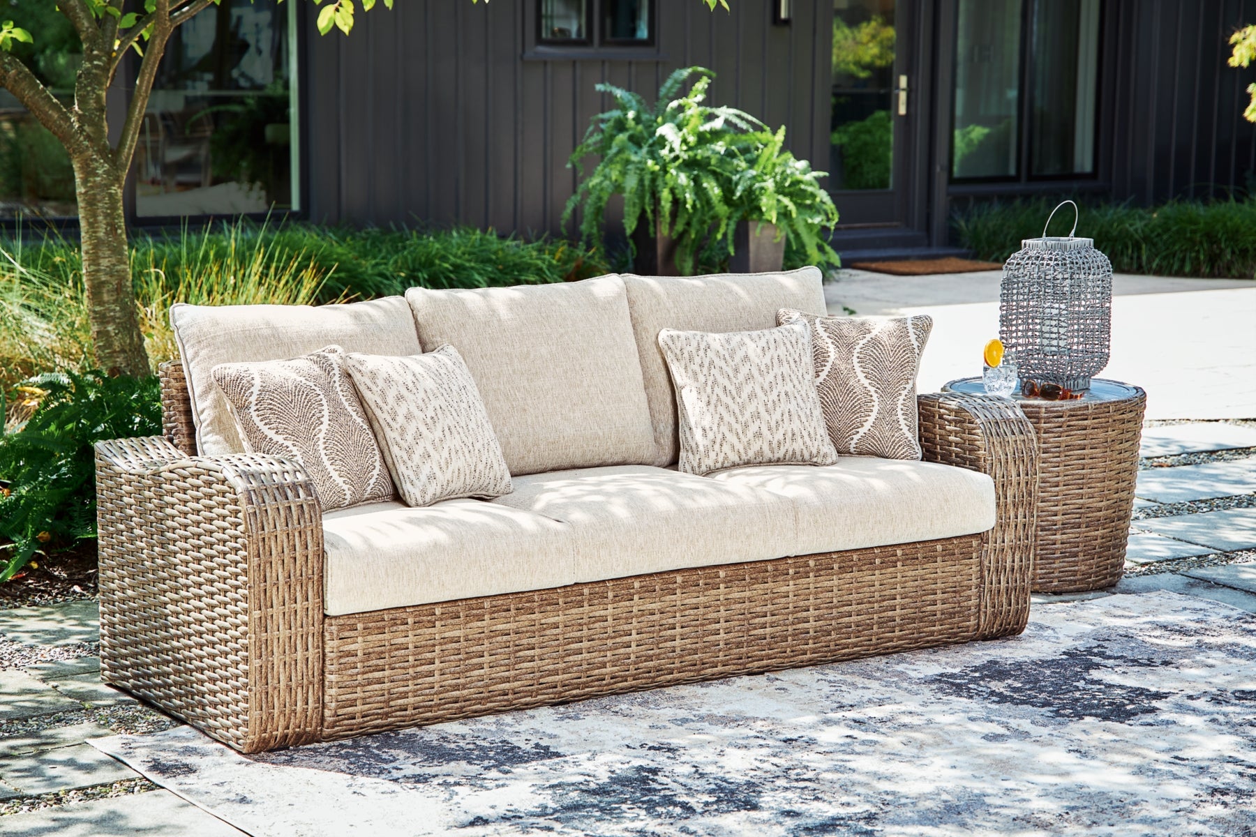 Sandy Bloom Outdoor Sofa with Cushion