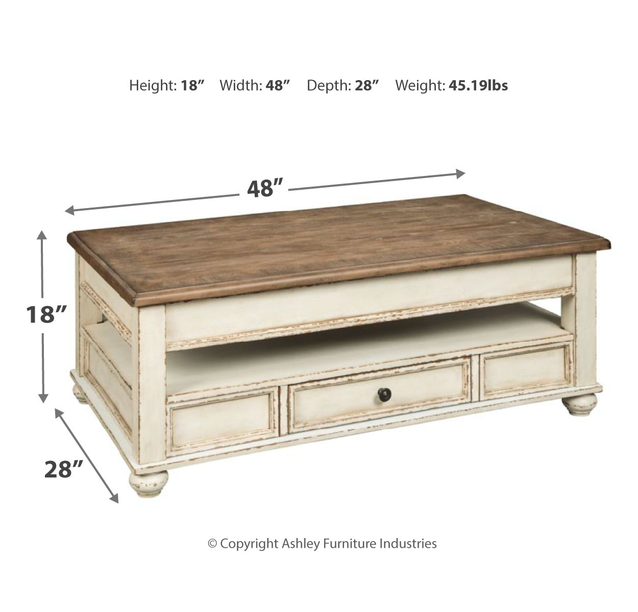 Realyn Coffee Table with 2 End Tables